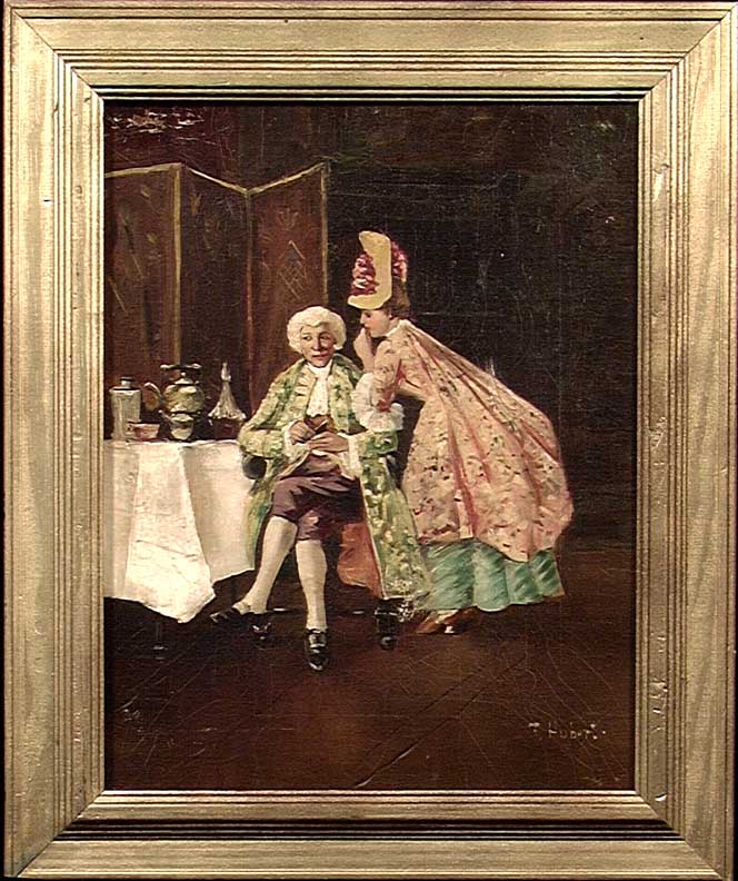 Parlor Scene - Signed J. Hubert, French, 19th century